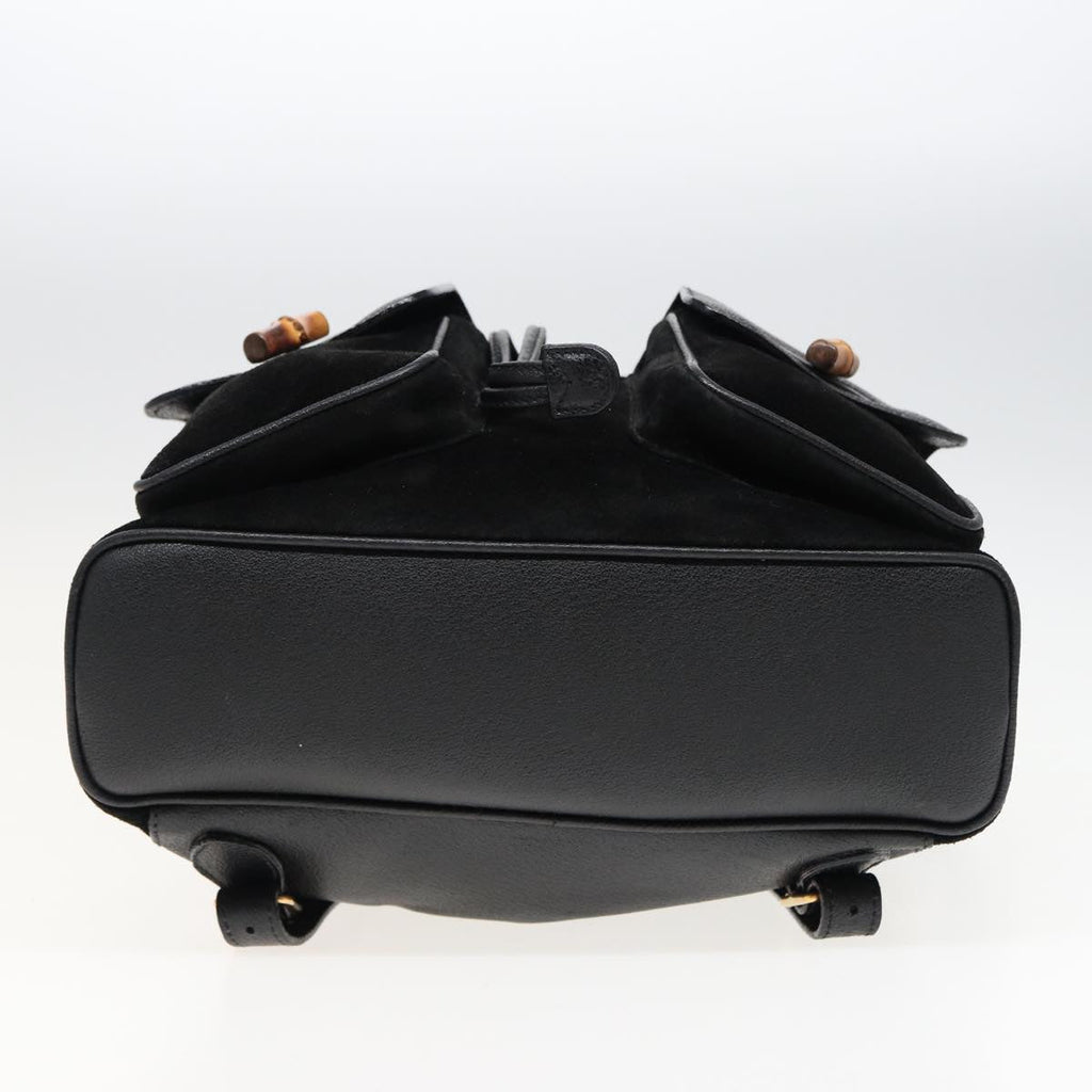 GUCCI Bamboo Shoulder Bag Suede Black 003 2058 0016 yk13089