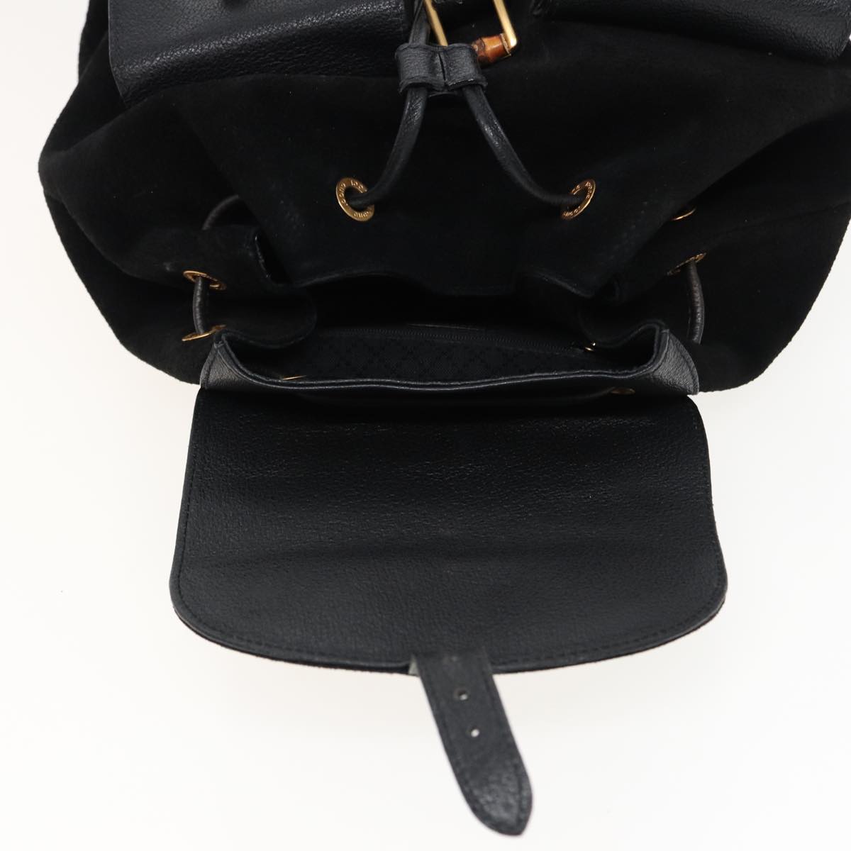 GUCCI Bamboo Shoulder Bag Suede Black 003 2058 0016 yk13089