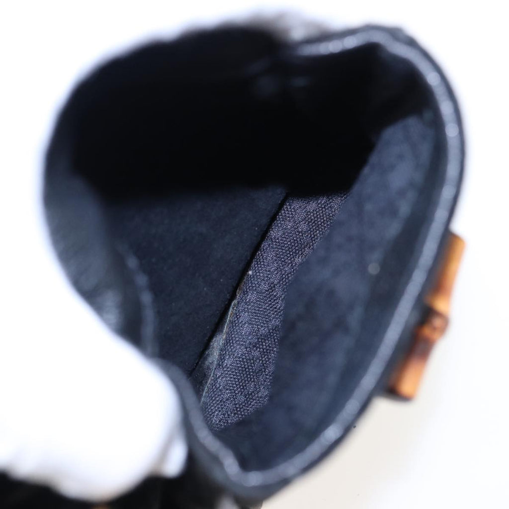 GUCCI Bamboo Shoulder Bag Suede Black 003 2058 0016 yk13089