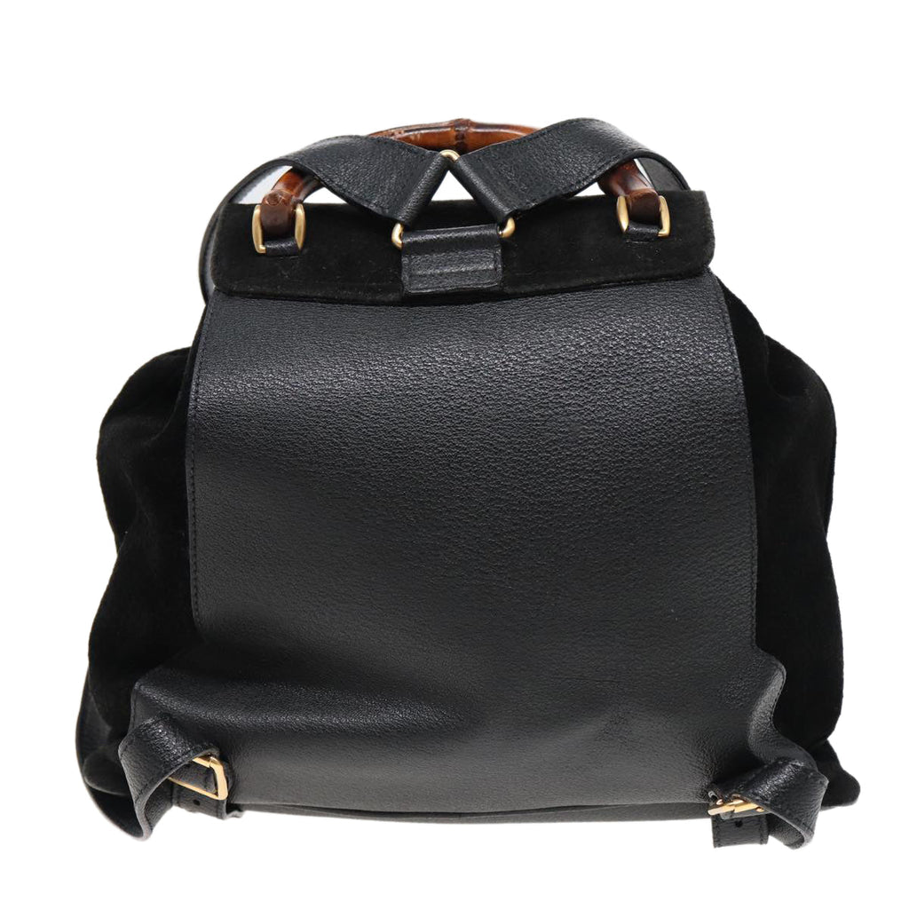GUCCI Bamboo Shoulder Bag Suede Black 003 2058 0016 yk13089