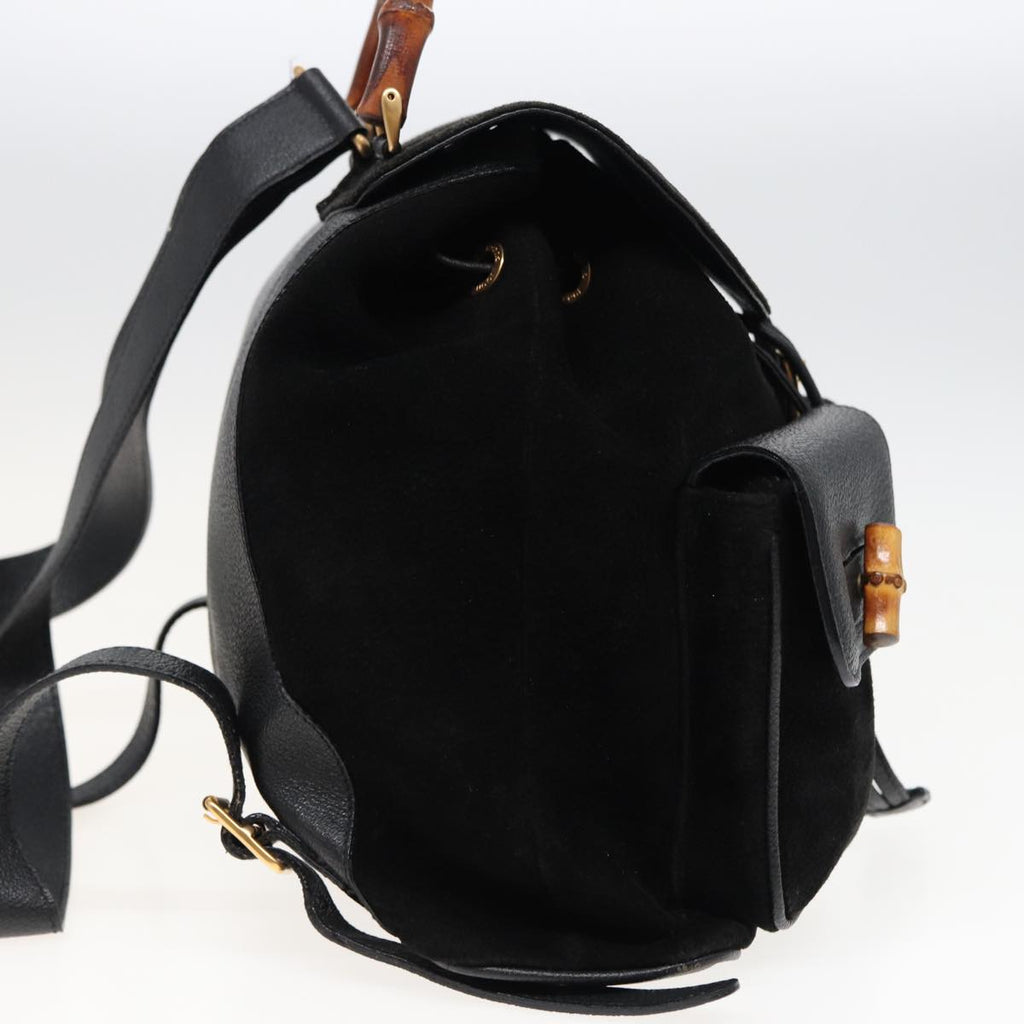 GUCCI Bamboo Shoulder Bag Suede Black 003 2058 0016 yk13089