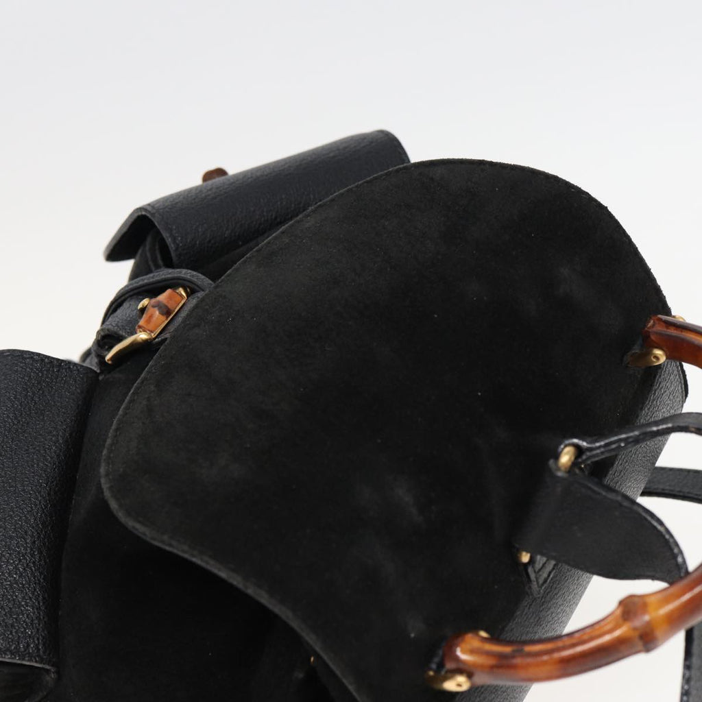 GUCCI Bamboo Shoulder Bag Suede Black 003 2058 0016 yk13089