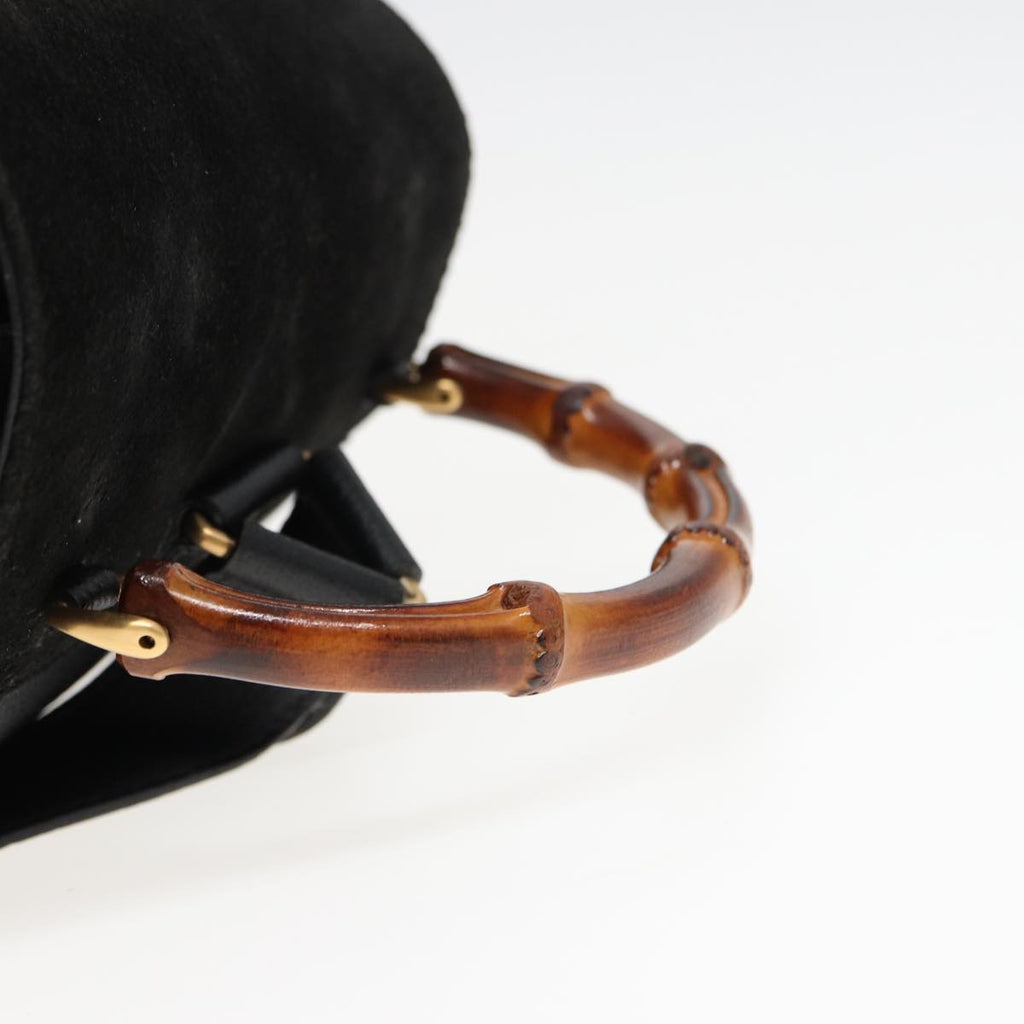 GUCCI Bamboo Shoulder Bag Suede Black 003 2058 0016 yk13089