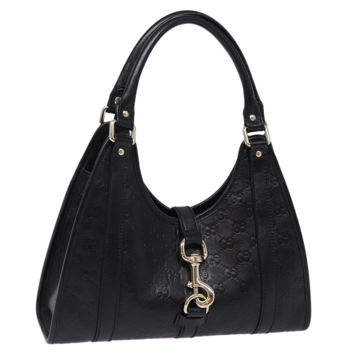 GUCCI Jackie GG Canvas Guccissima Hand Bag Black 203495 yk13098
