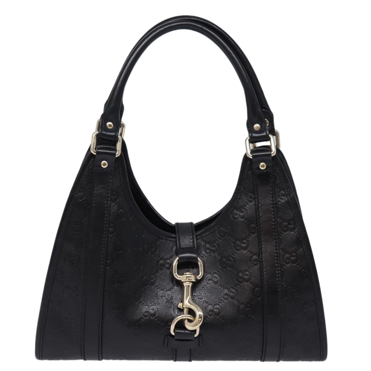 GUCCI Jackie GG Canvas Guccissima Hand Bag Black 203495 yk13098