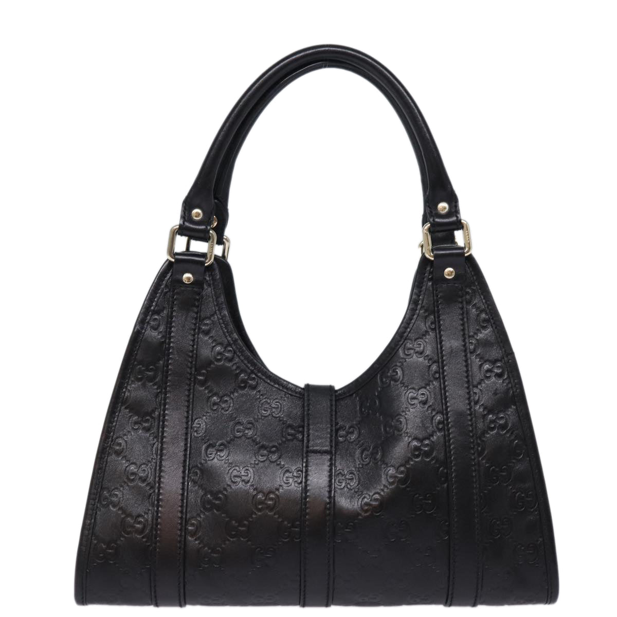 GUCCI Jackie GG Canvas Guccissima Hand Bag Black 203495 yk13098