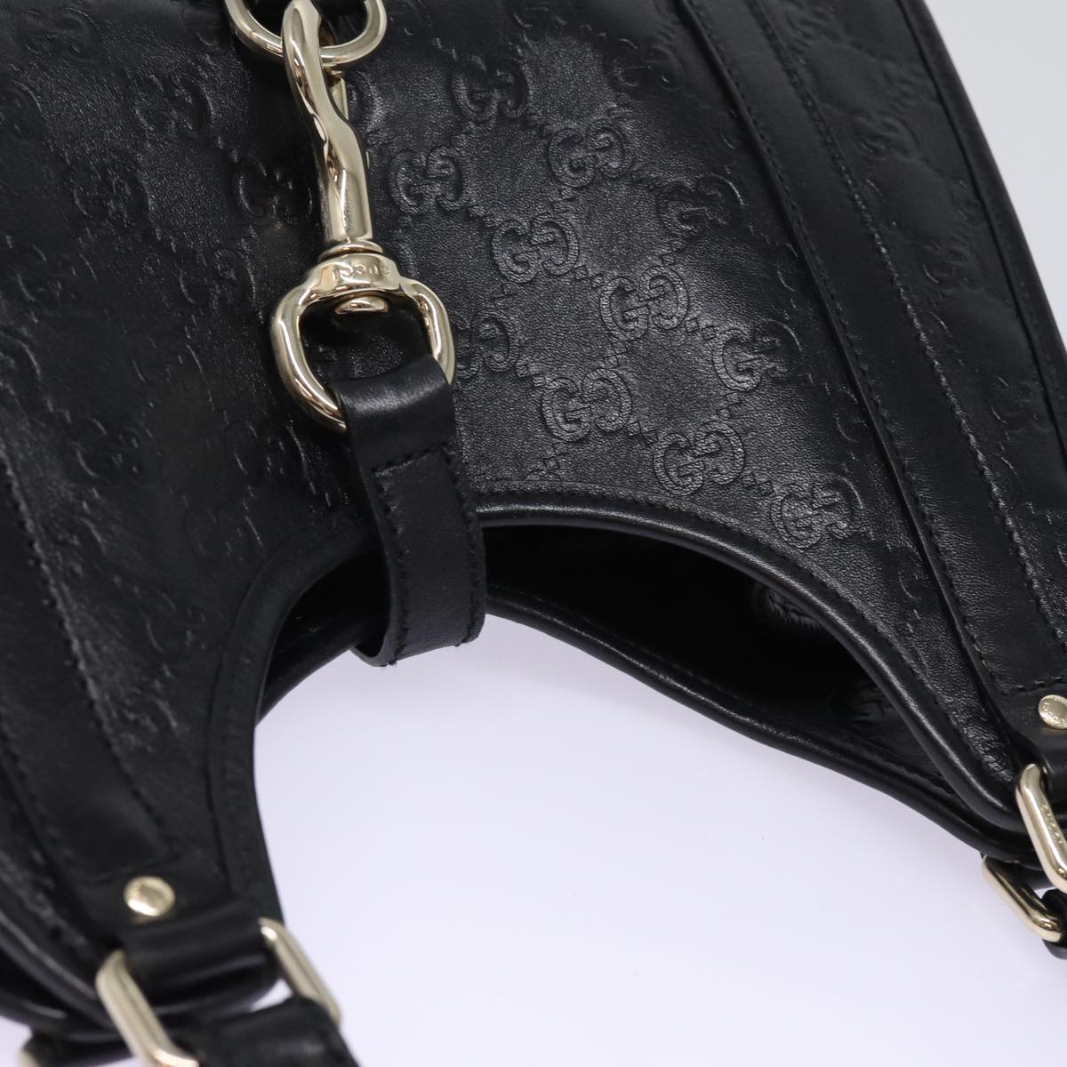 GUCCI Jackie GG Canvas Guccissima Hand Bag Black 203495 yk13098