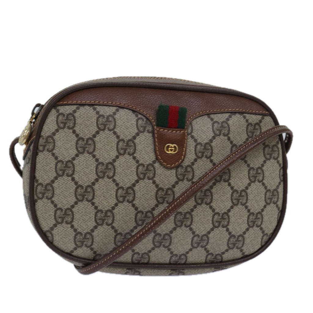 GUCCI GG Supreme Web Sherry Line Shoulder Bag PVC Beige 007 754 yk13102