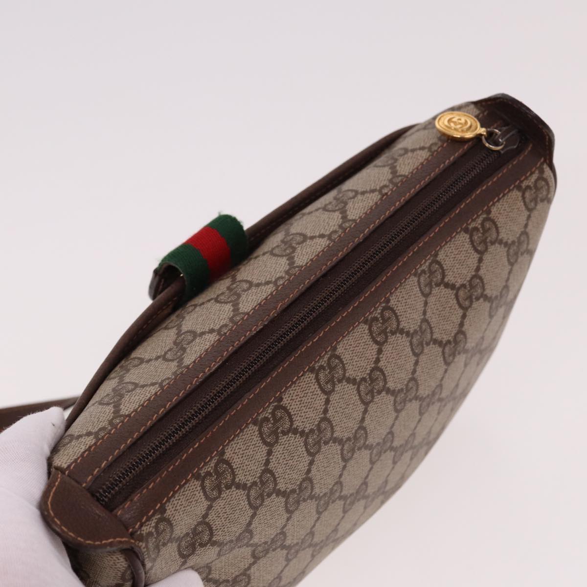 GUCCI Web Sherry Line GG Supreme Shoulder Bag Red Beige 89 02 032 yk13114