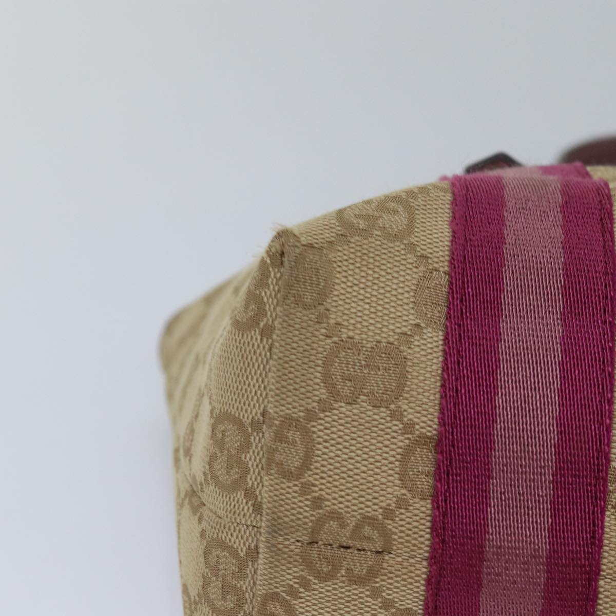 GUCCI GG Canvas Sherry Line Hand Bag Beige Pink 139261 yk13116