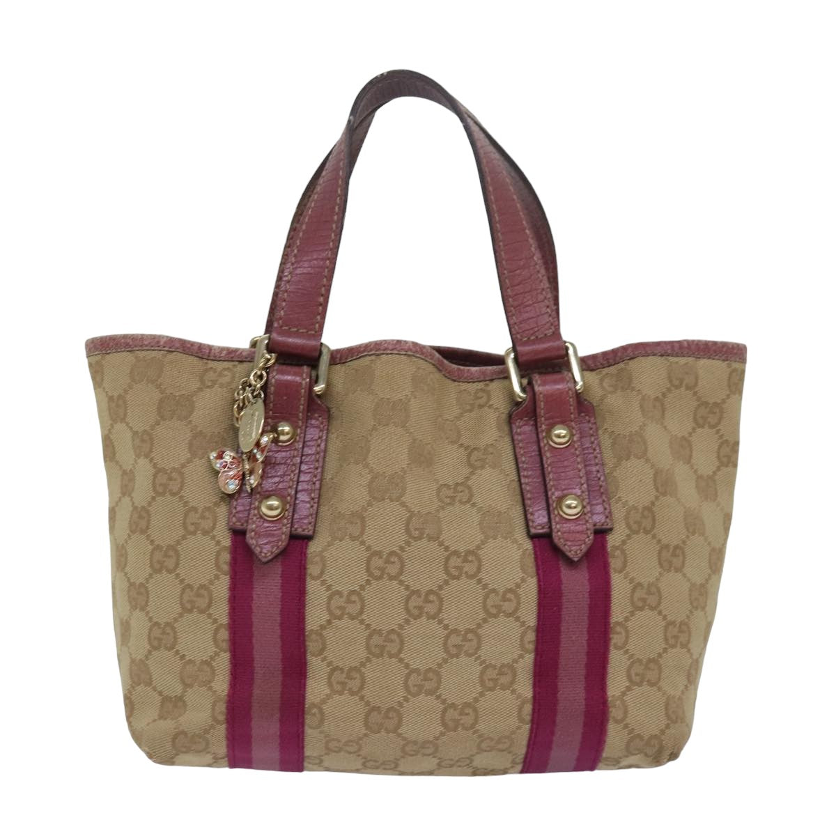 GUCCI GG Canvas Sherry Line Hand Bag Beige Pink 139261 yk13116