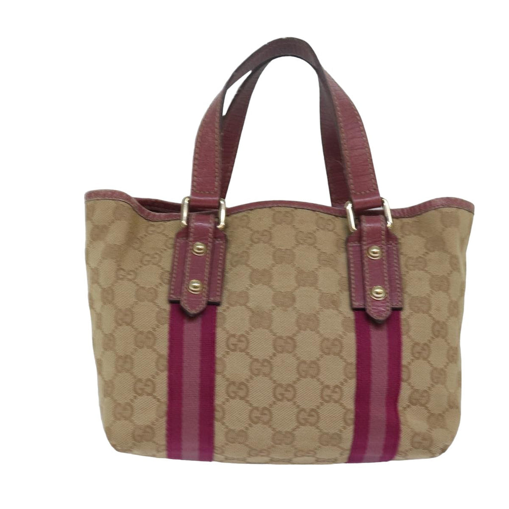 GUCCI GG Canvas Sherry Line Hand Bag Beige Pink 139261 yk13116