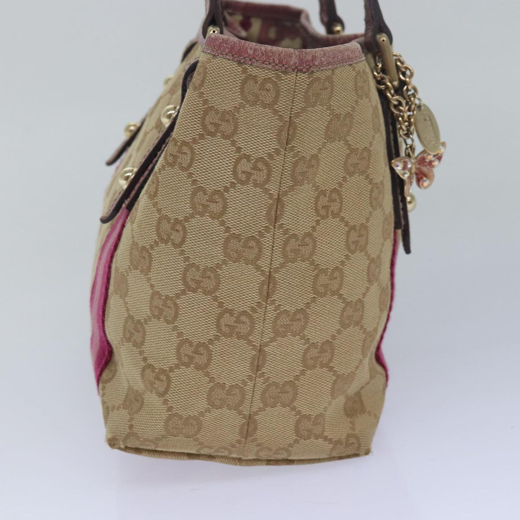 GUCCI GG Canvas Sherry Line Hand Bag Beige Pink 139261 yk13116