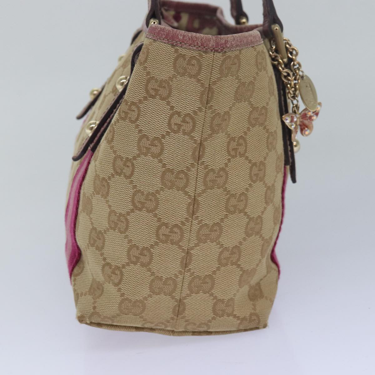 GUCCI GG Canvas Sherry Line Hand Bag Beige Pink 139261 yk13116