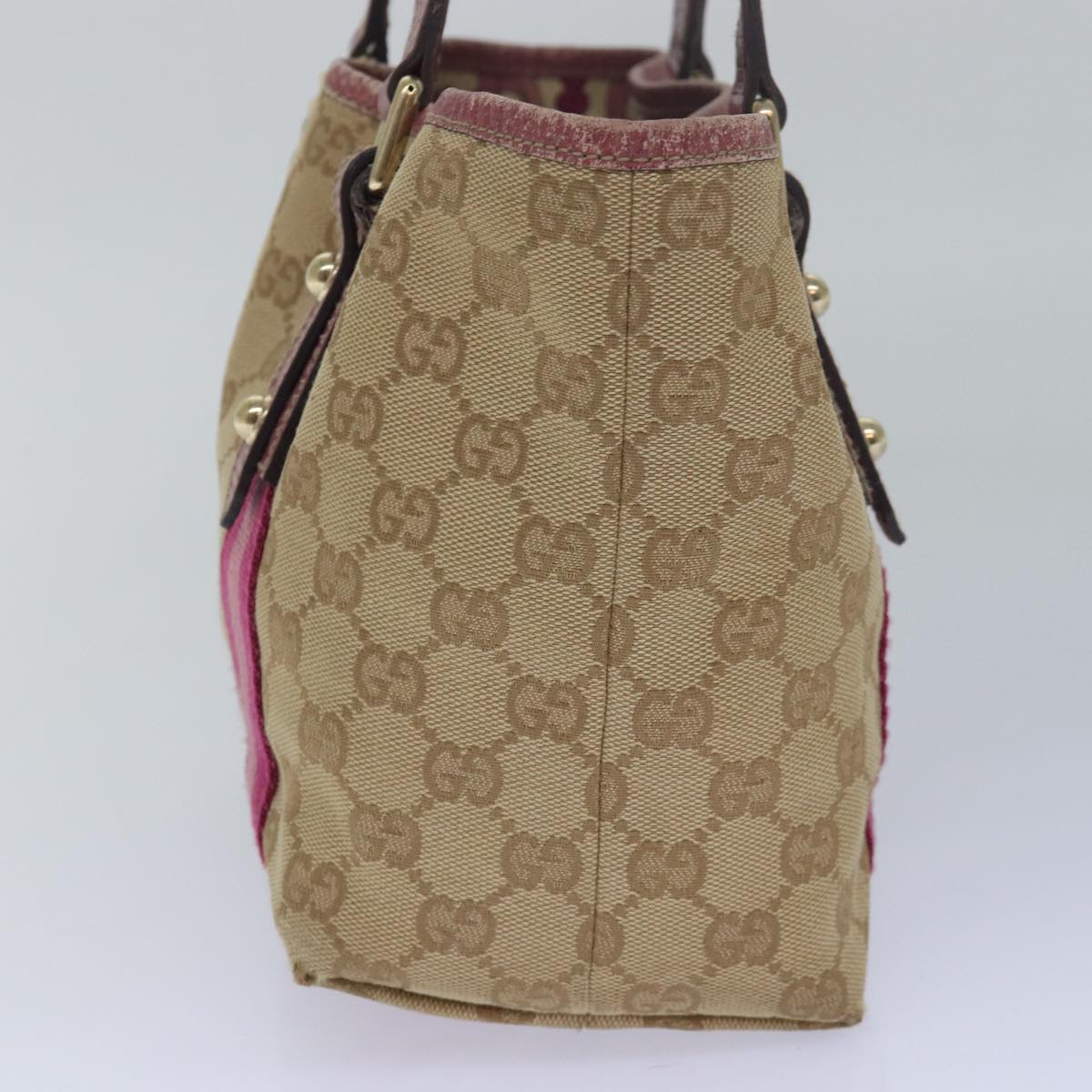 GUCCI GG Canvas Sherry Line Hand Bag Beige Pink 139261 yk13116