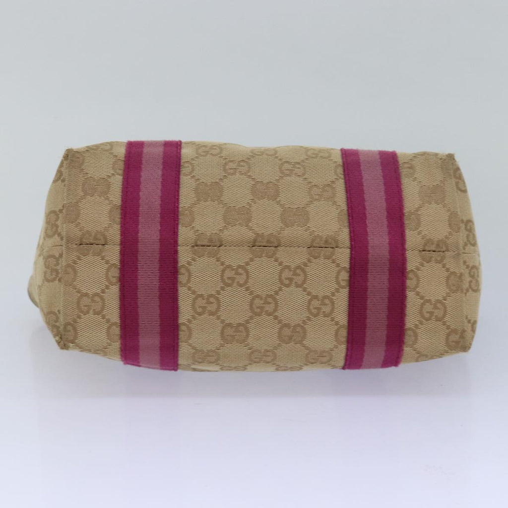 GUCCI GG Canvas Sherry Line Hand Bag Beige Pink 139261 yk13116