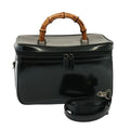 GUCCI Bamboo Vanity Hand Bag Enamel 2way Black 013 122 2491 yk13124