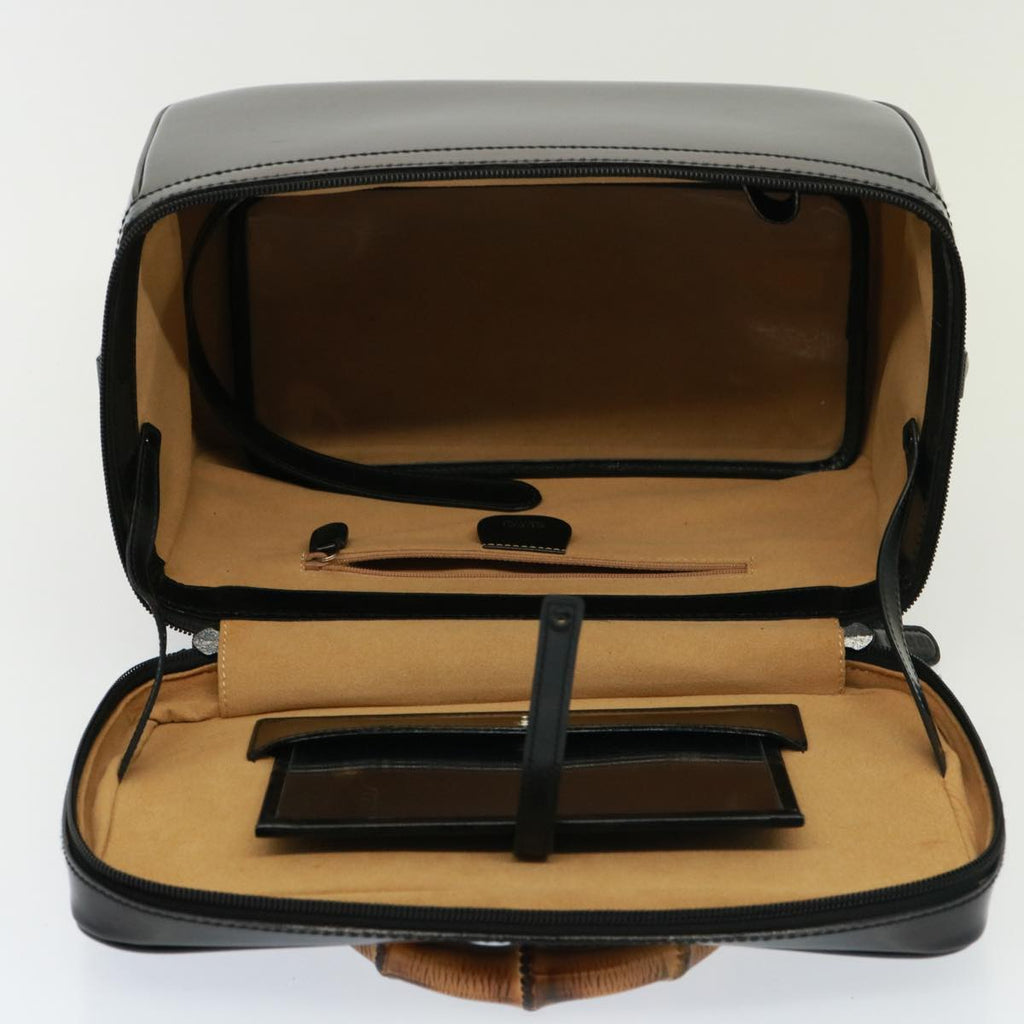 GUCCI Bamboo Vanity Hand Bag Enamel 2way Black 013 122 2491 yk13124
