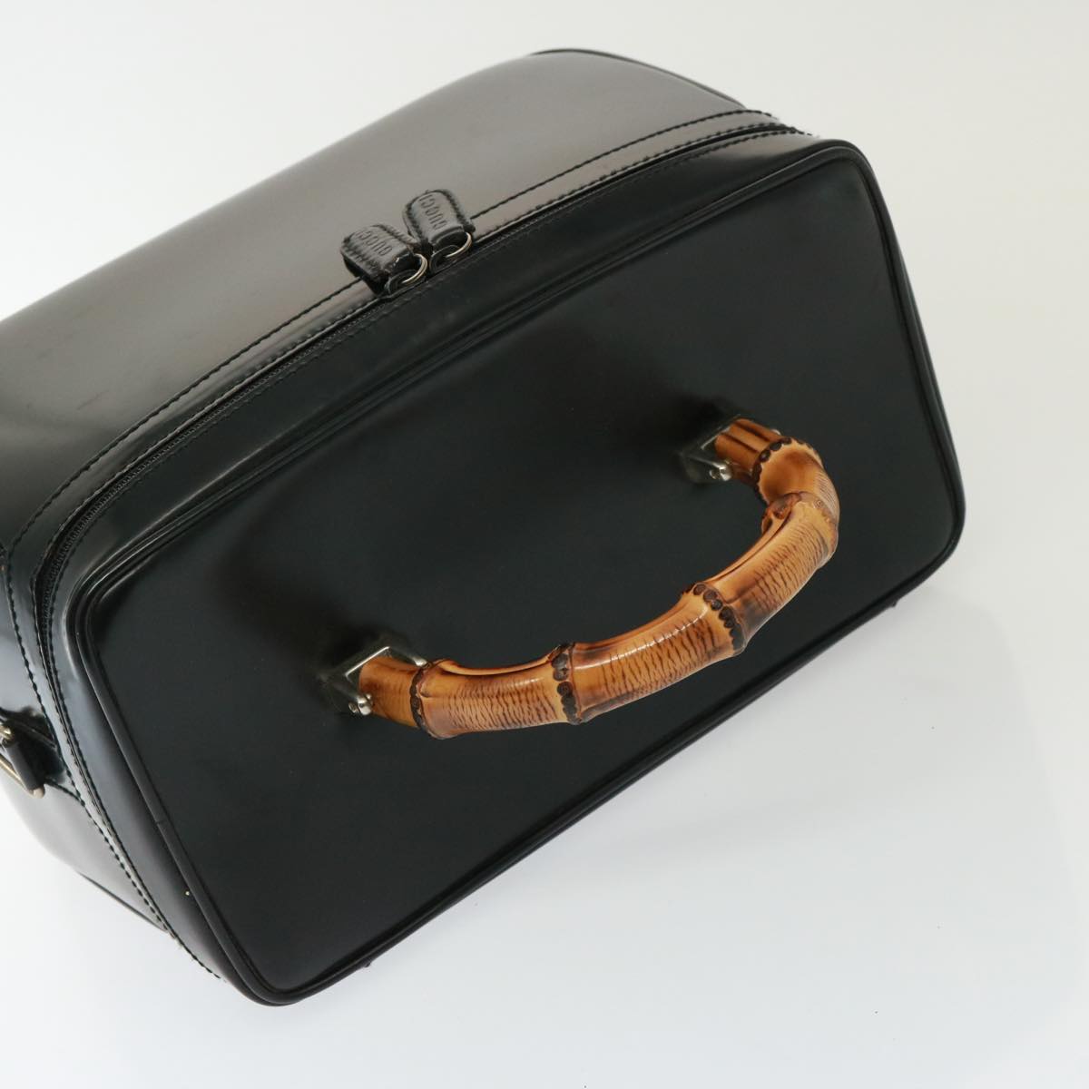 GUCCI Bamboo Vanity Hand Bag Enamel 2way Black 013 122 2491 yk13124
