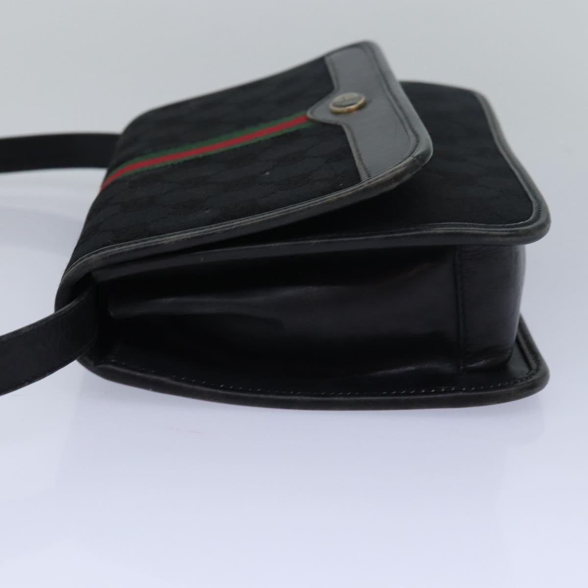 GUCCI GG Canvas Web Sherry Line Shoulder Bag Black Red Green yk13149