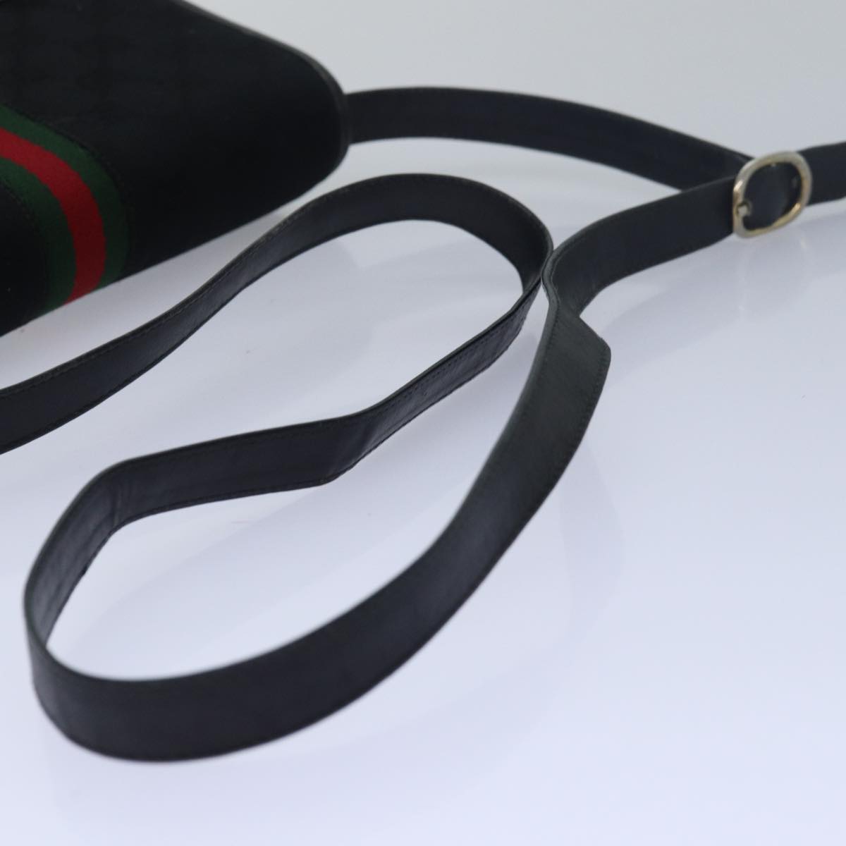GUCCI GG Canvas Web Sherry Line Shoulder Bag Black Red Green yk13149