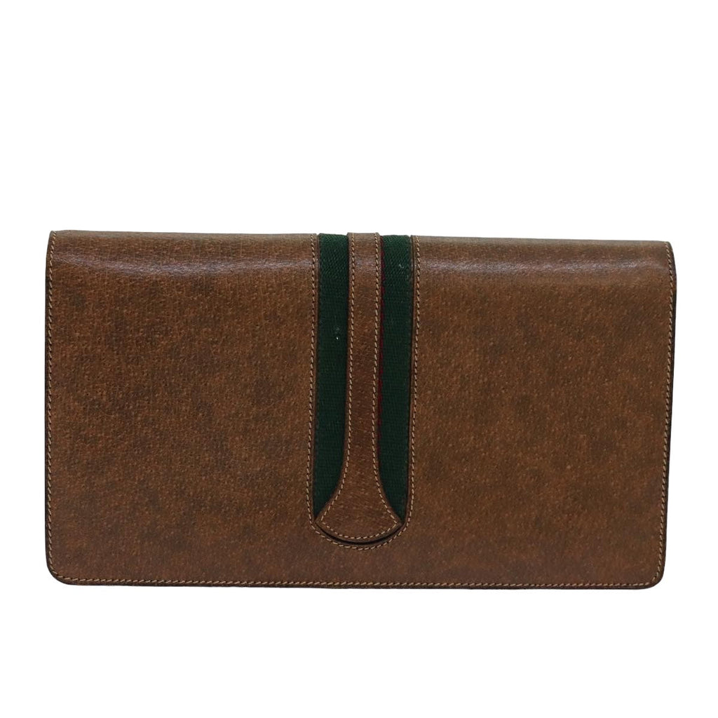 GUCCI Pouch Leather Brown yk13167