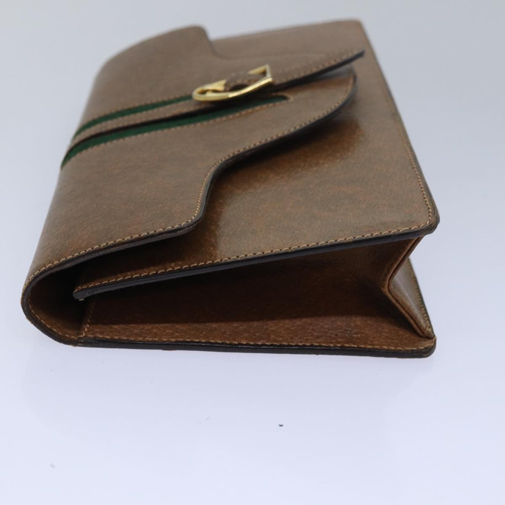 GUCCI Pouch Leather Brown yk13167