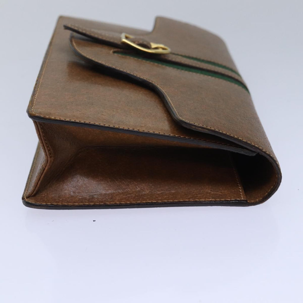 GUCCI Pouch Leather Brown yk13167