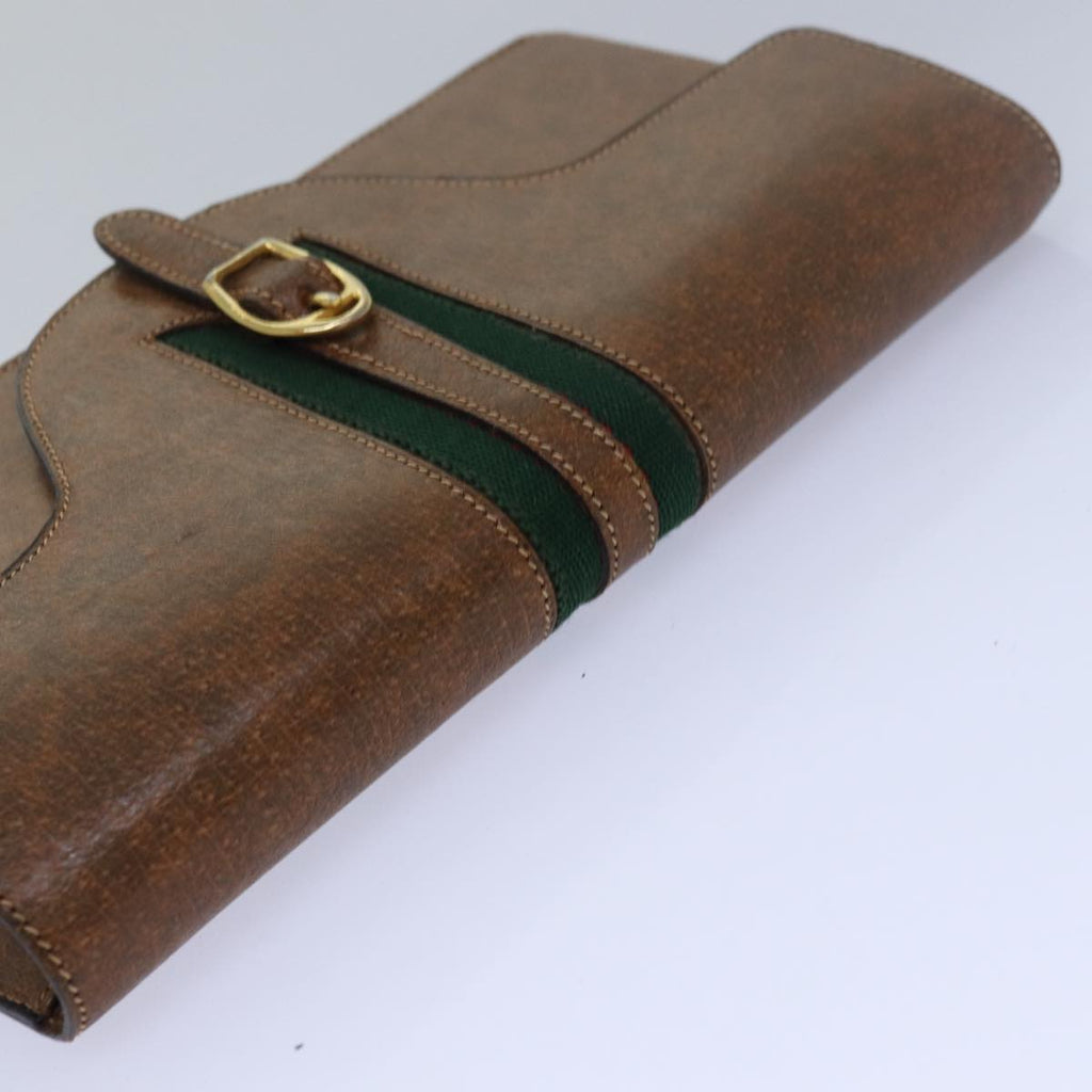 GUCCI Pouch Leather Brown yk13167