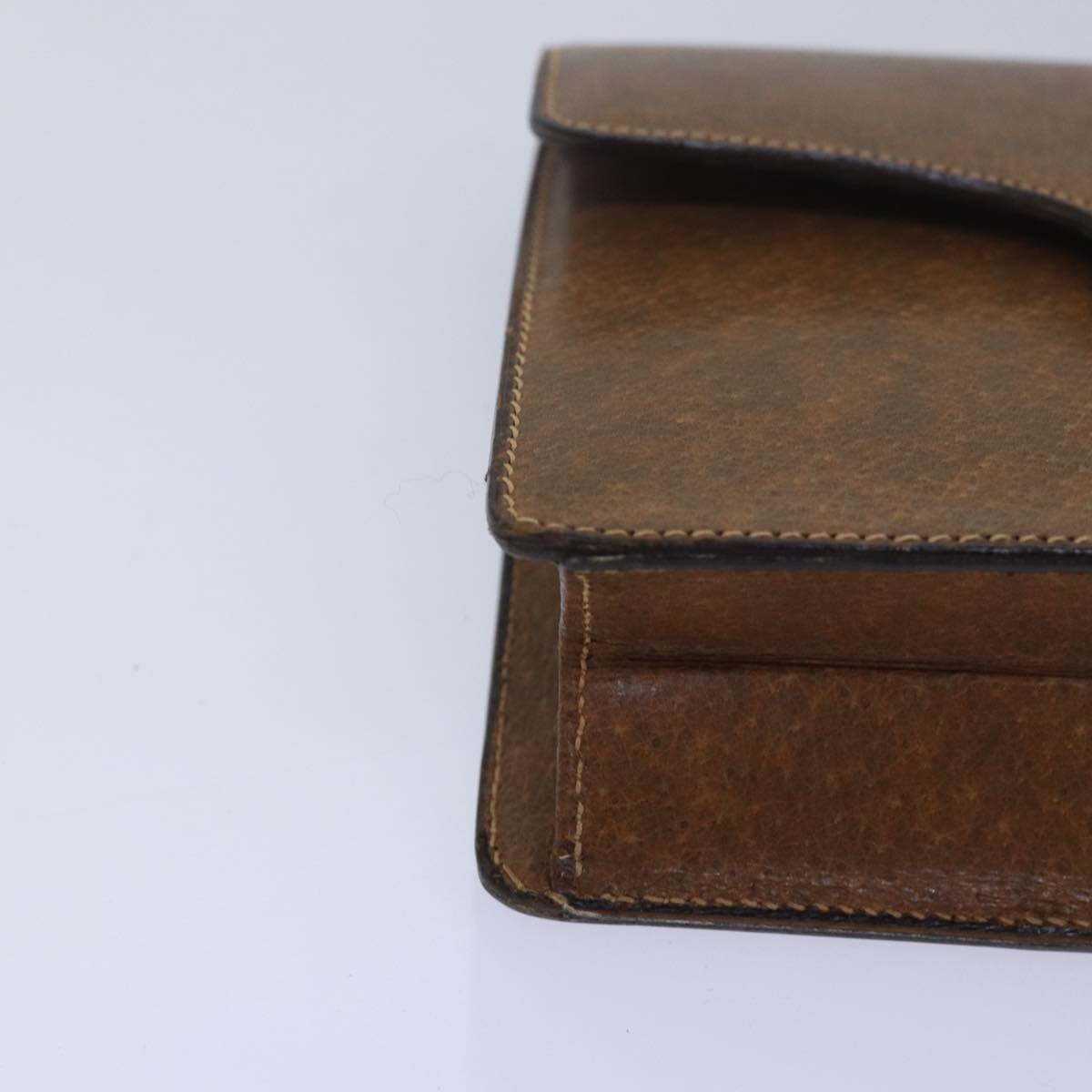 GUCCI Pouch Leather Brown yk13167
