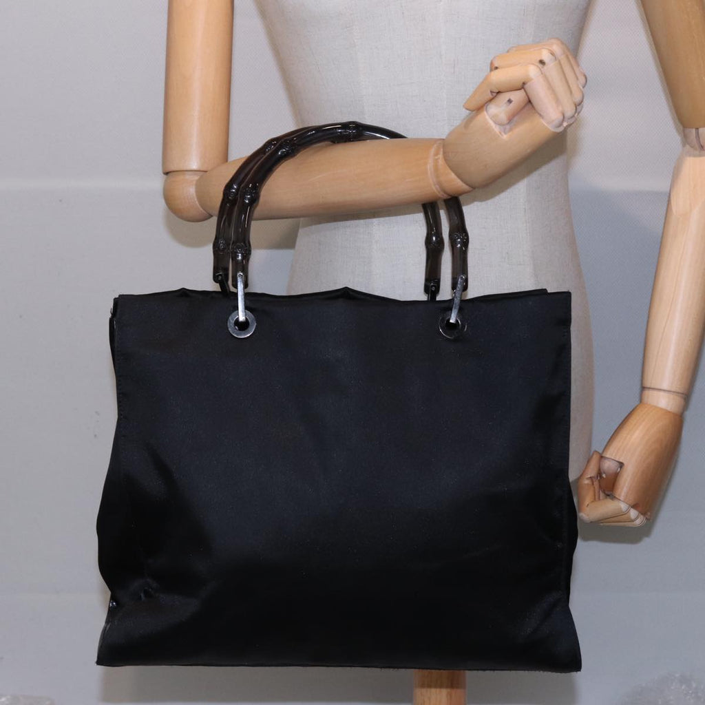 GUCCI Bamboo Hand Bag Satin Black 002 1010 002020 yk13177