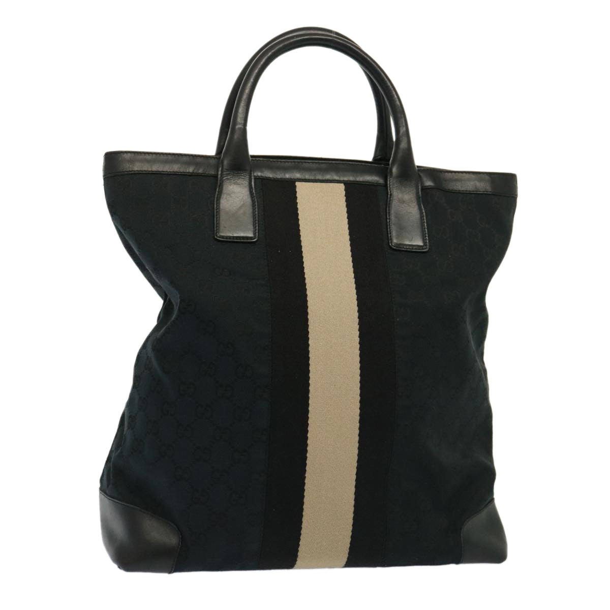 GUCCI GG Canvas Hand Bag White Black 002 1093 yk13186