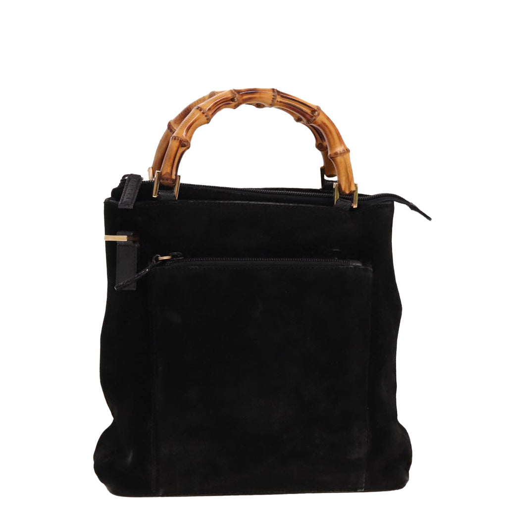 GUCCI Bamboo Hand Bag Suede Black 000 2265 0581 yk13191