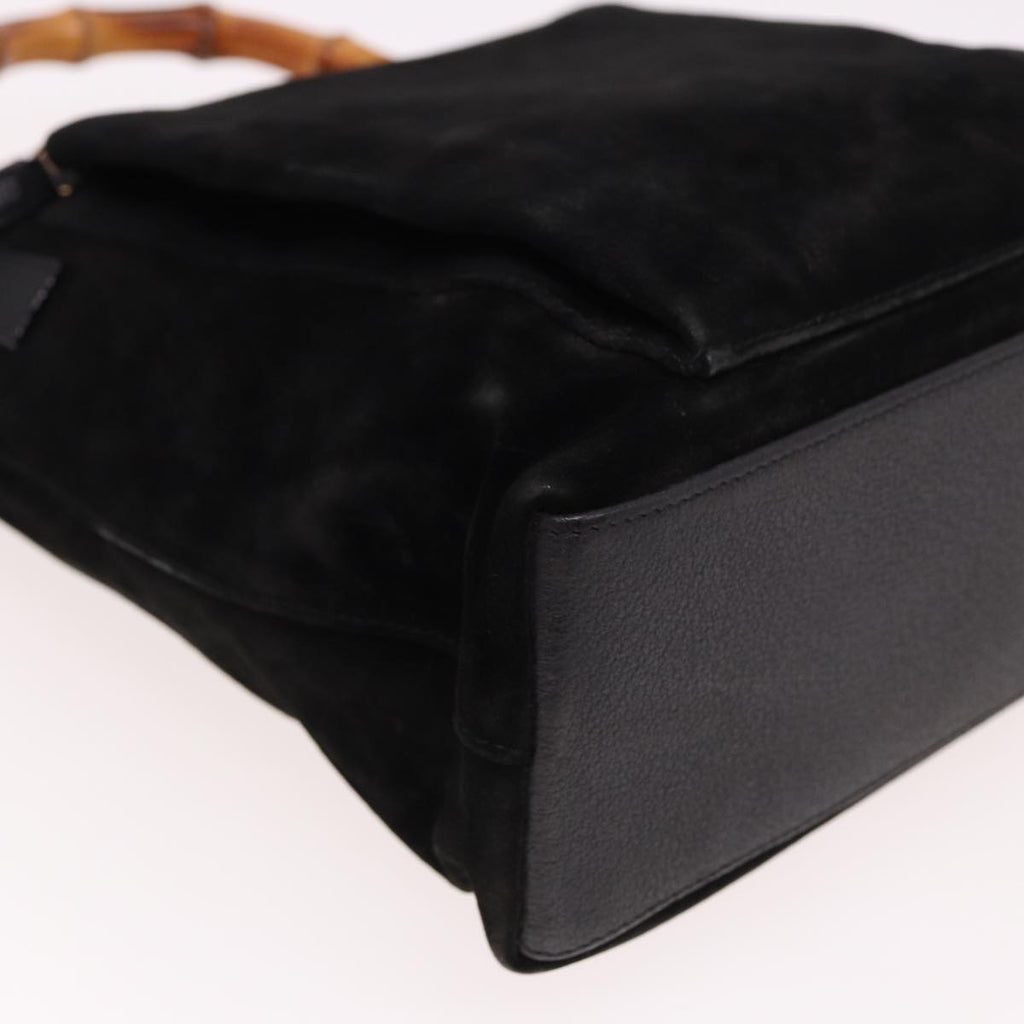 GUCCI Bamboo Hand Bag Suede Black 000 2265 0581 yk13191