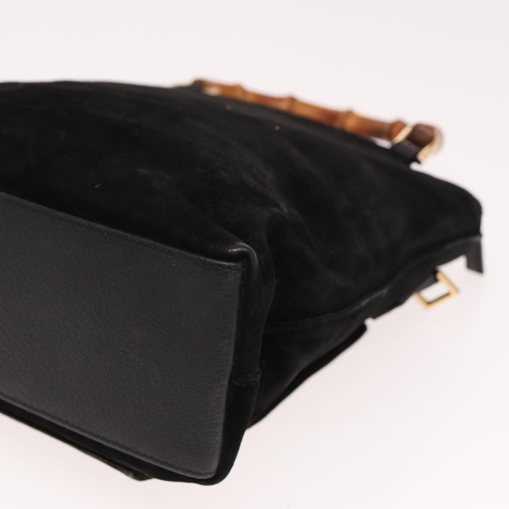 GUCCI Bamboo Hand Bag Suede Black 000 2265 0581 yk13191