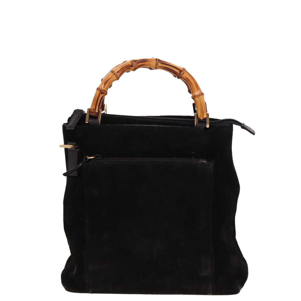 GUCCI Bamboo Hand Bag Suede Black 000 2265 0581 yk13191