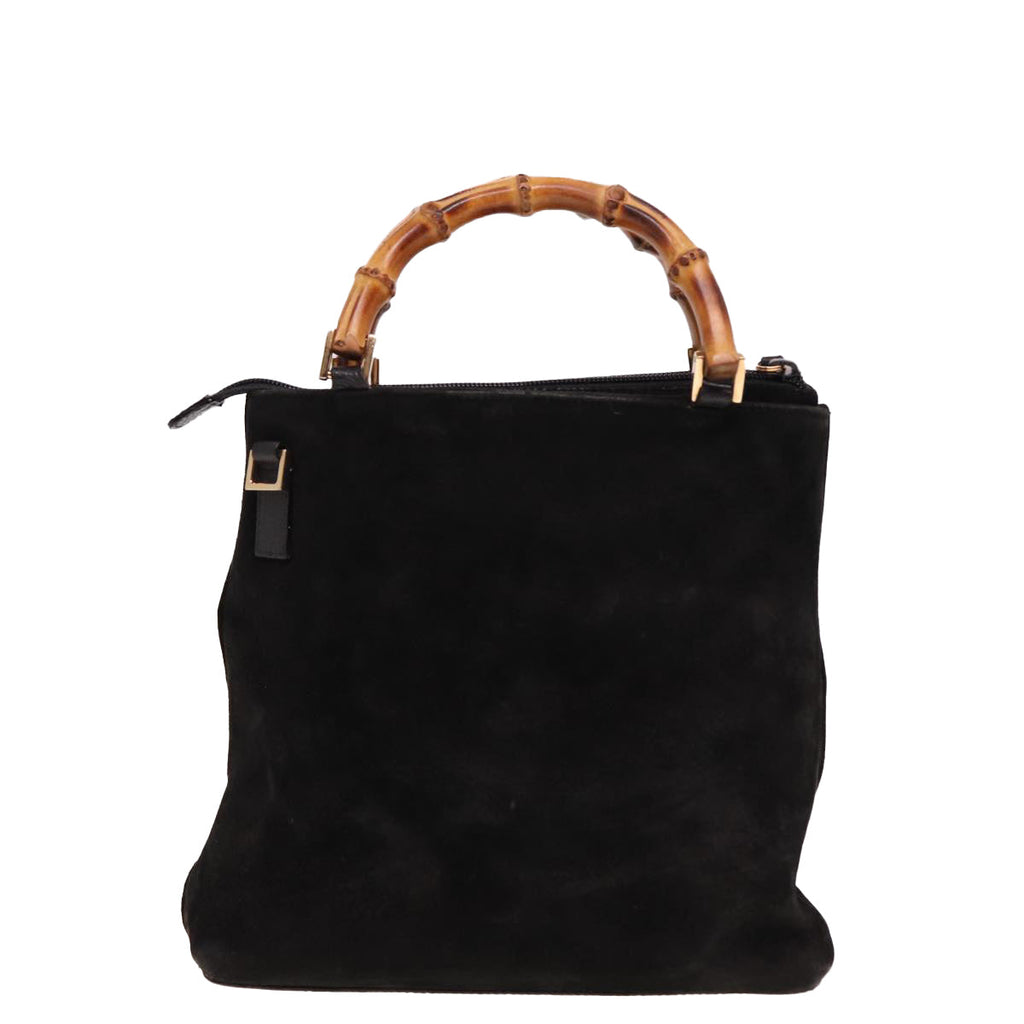 GUCCI Bamboo Hand Bag Suede Black 000 2265 0581 yk13191