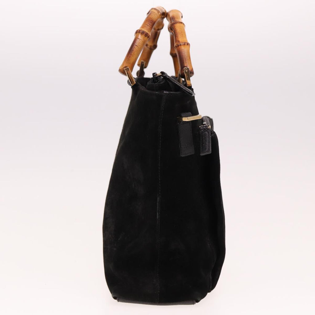 GUCCI Bamboo Hand Bag Suede Black 000 2265 0581 yk13191