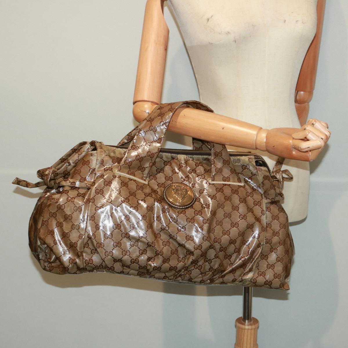 GUCCI GG Crystal Hand Bag Beige 197021 yk13197