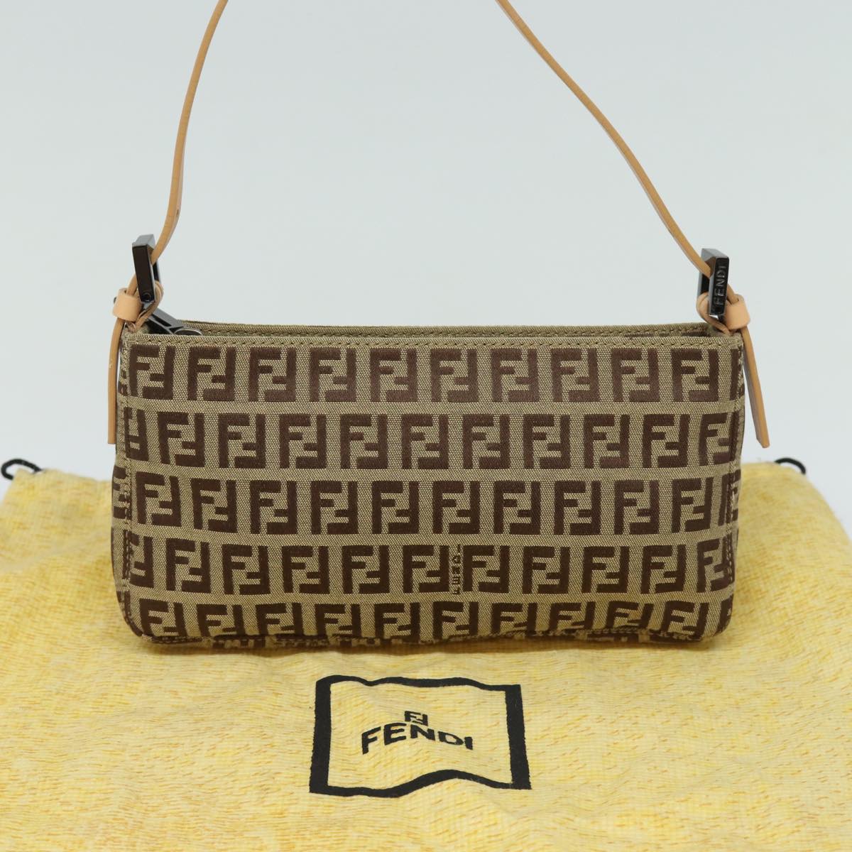 FENDI Zucchino Canvas Accessory Pouch Beige yk13253