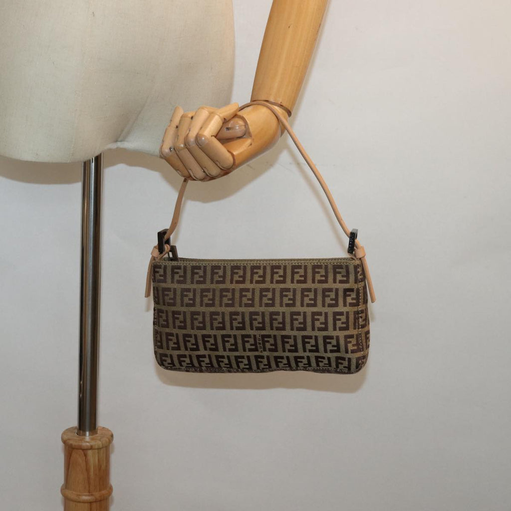 FENDI Zucchino Canvas Accessory Pouch Beige yk13253