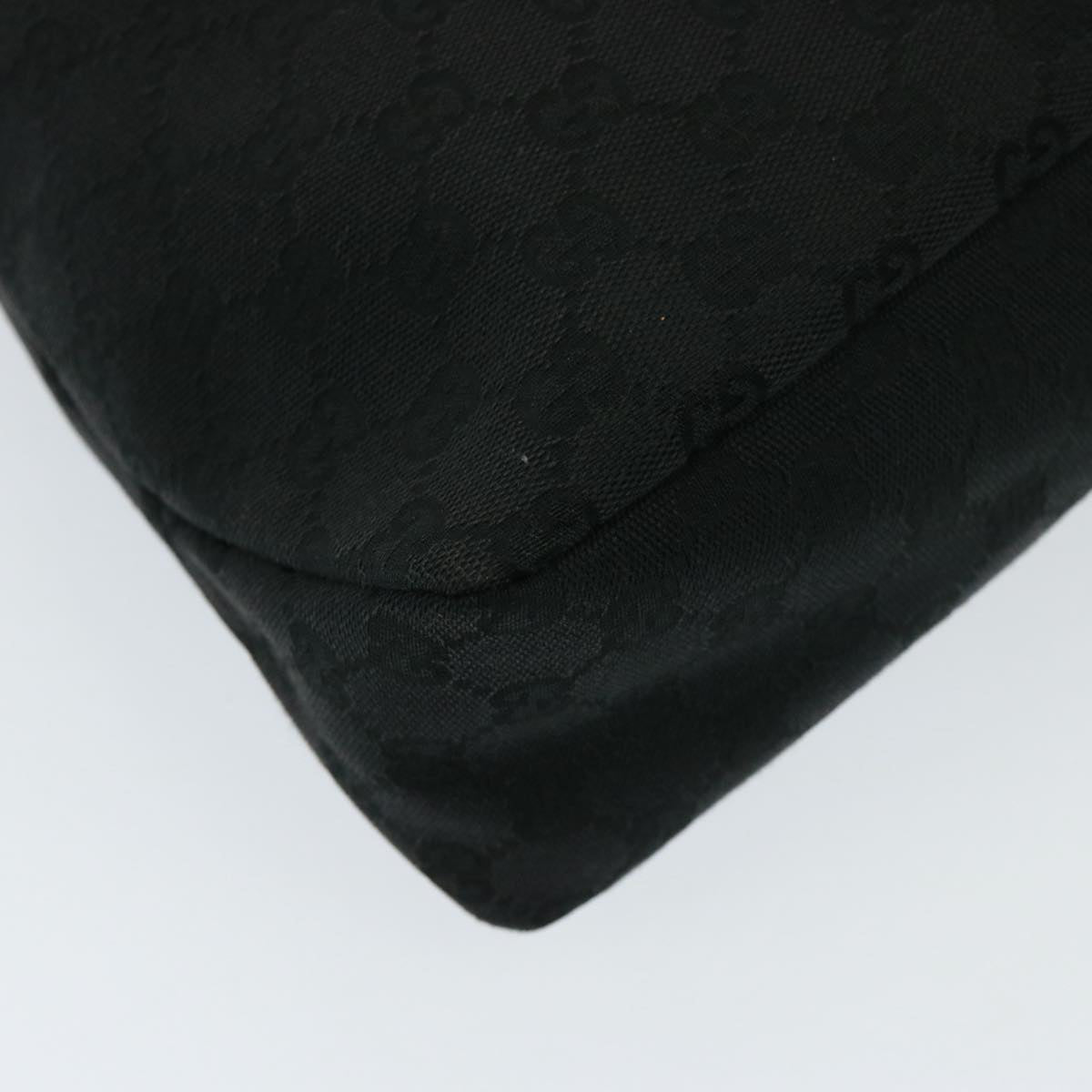 GUCCI GG Canvas Horsebit Shoulder Bag Black 115867 yk13263