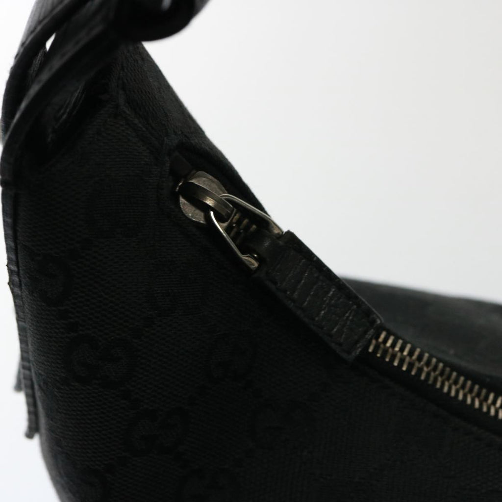 GUCCI GG Canvas Horsebit Shoulder Bag Black 115867 yk13263