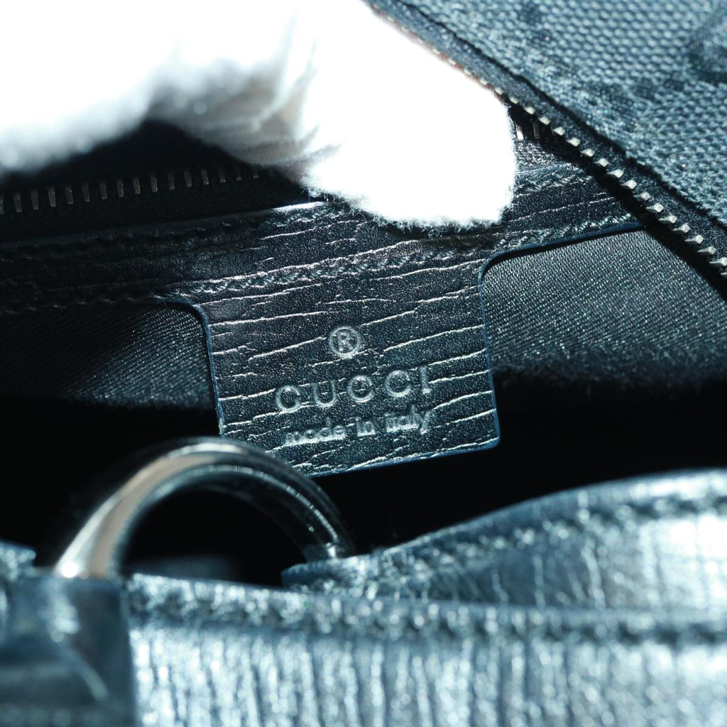 GUCCI GG Canvas Horsebit Shoulder Bag Black 115867 yk13263