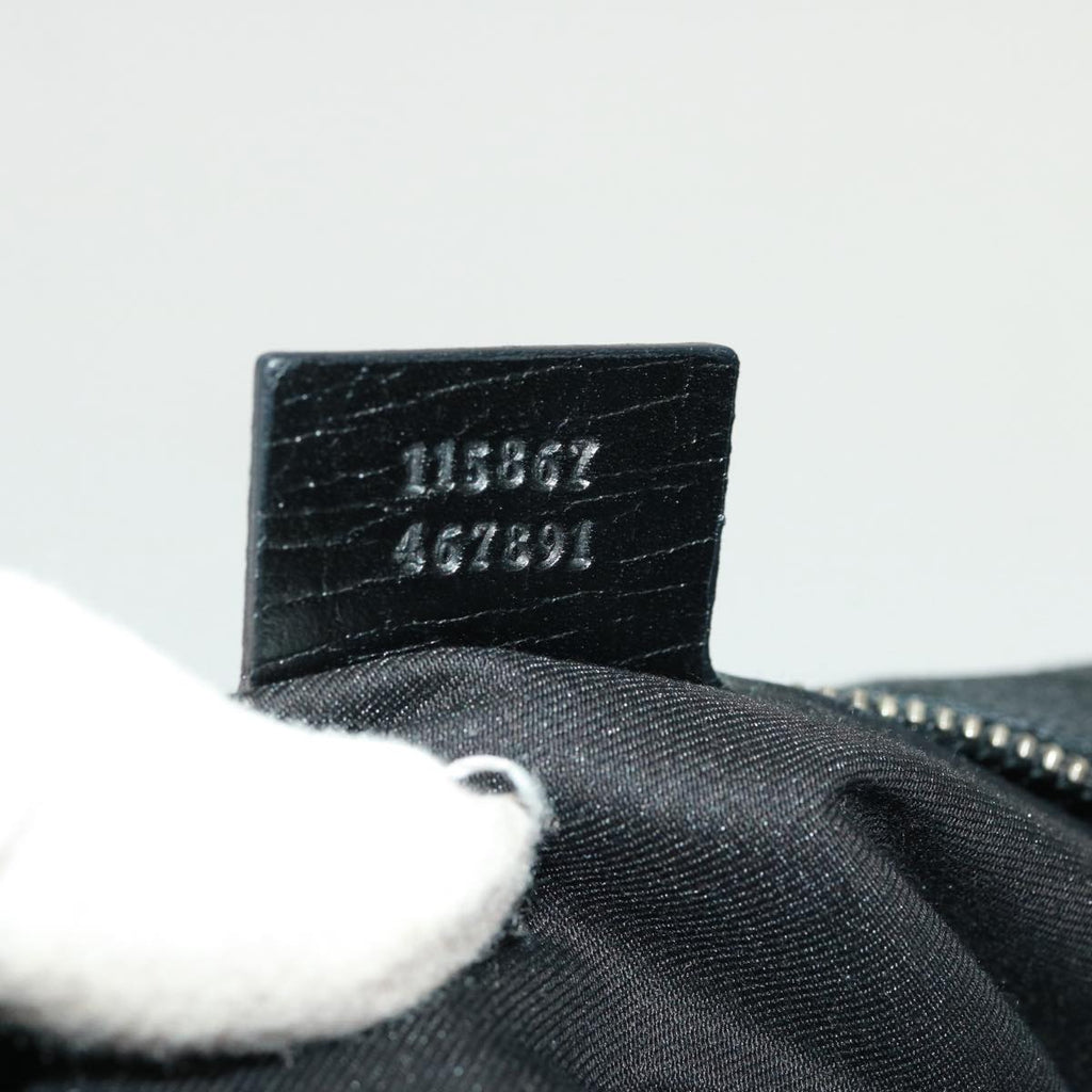 GUCCI GG Canvas Horsebit Shoulder Bag Black 115867 yk13263