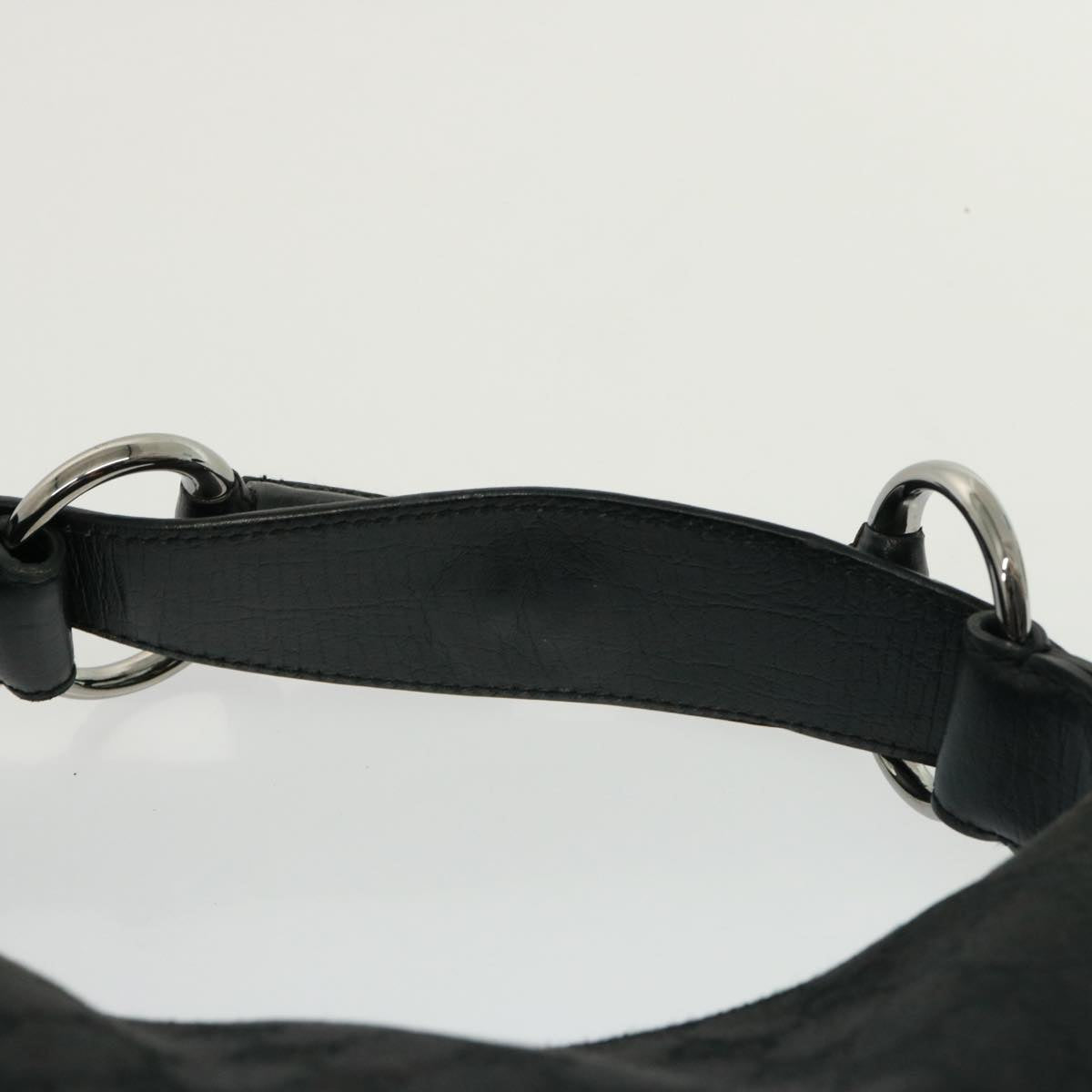 GUCCI GG Canvas Horsebit Shoulder Bag Black 115867 yk13263