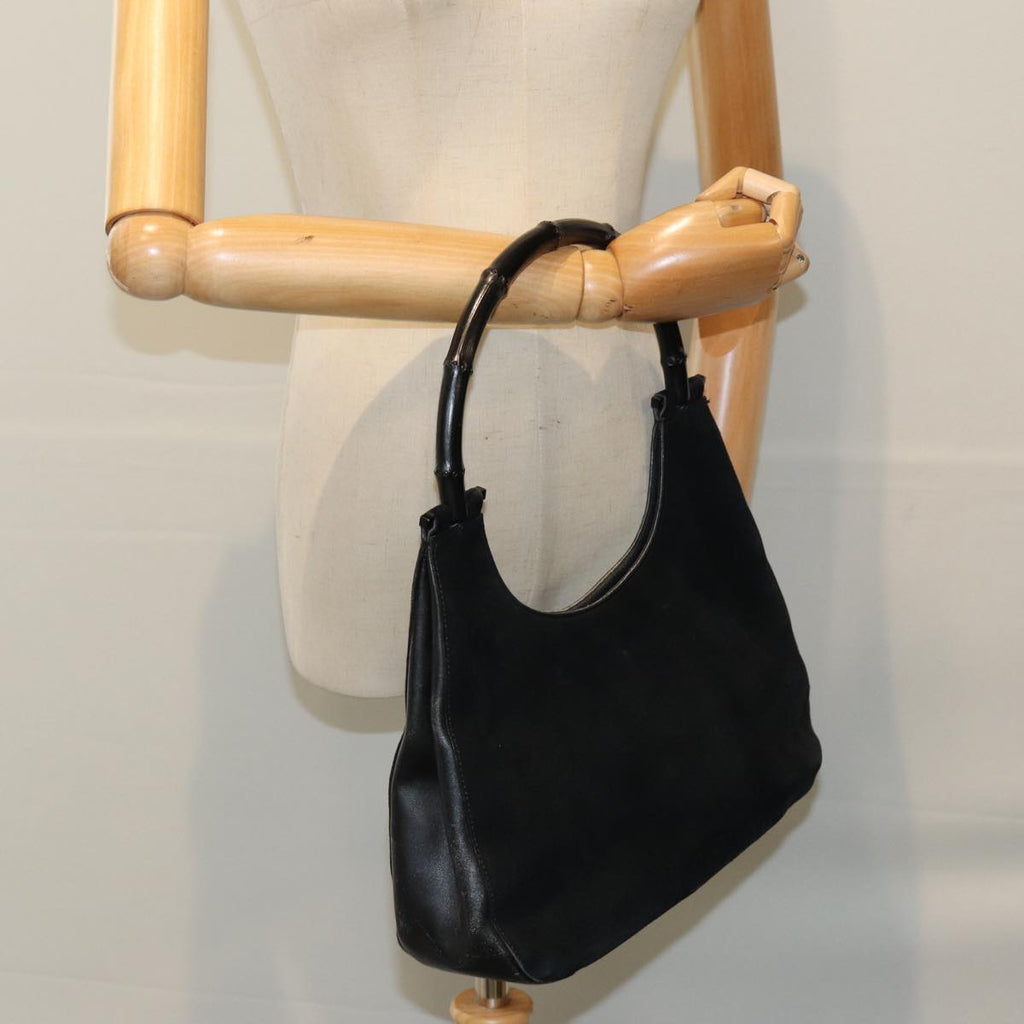 GUCCI Bamboo Shoulder Bag Suede Black 001 3739 yk13295