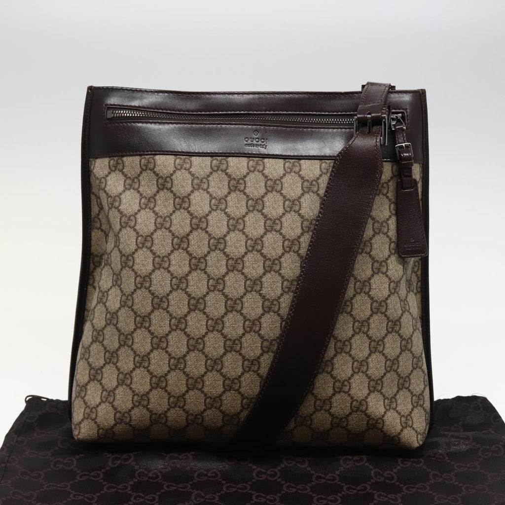 GUCCI GG Supreme Shoulder Bag PVC Leather Beige 92560 yk13296