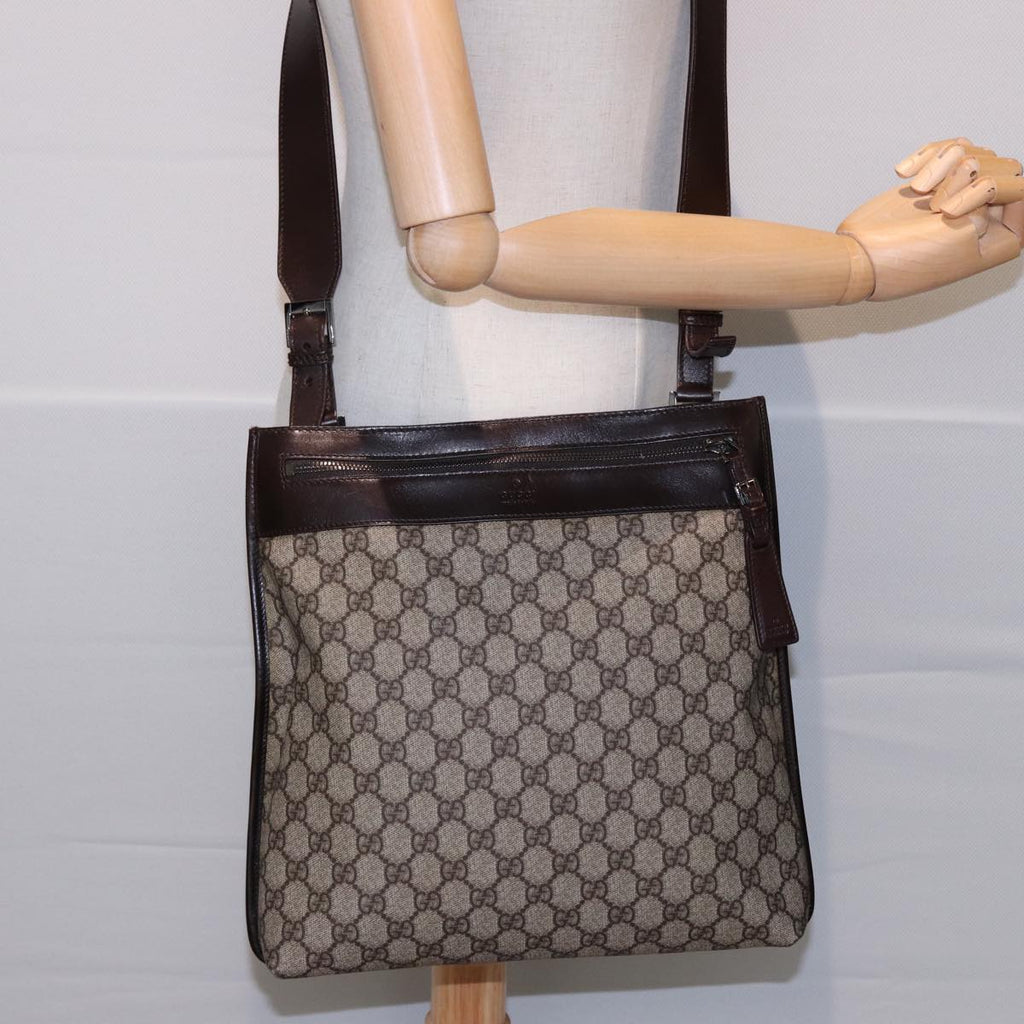 GUCCI GG Supreme Shoulder Bag PVC Leather Beige 92560 yk13296