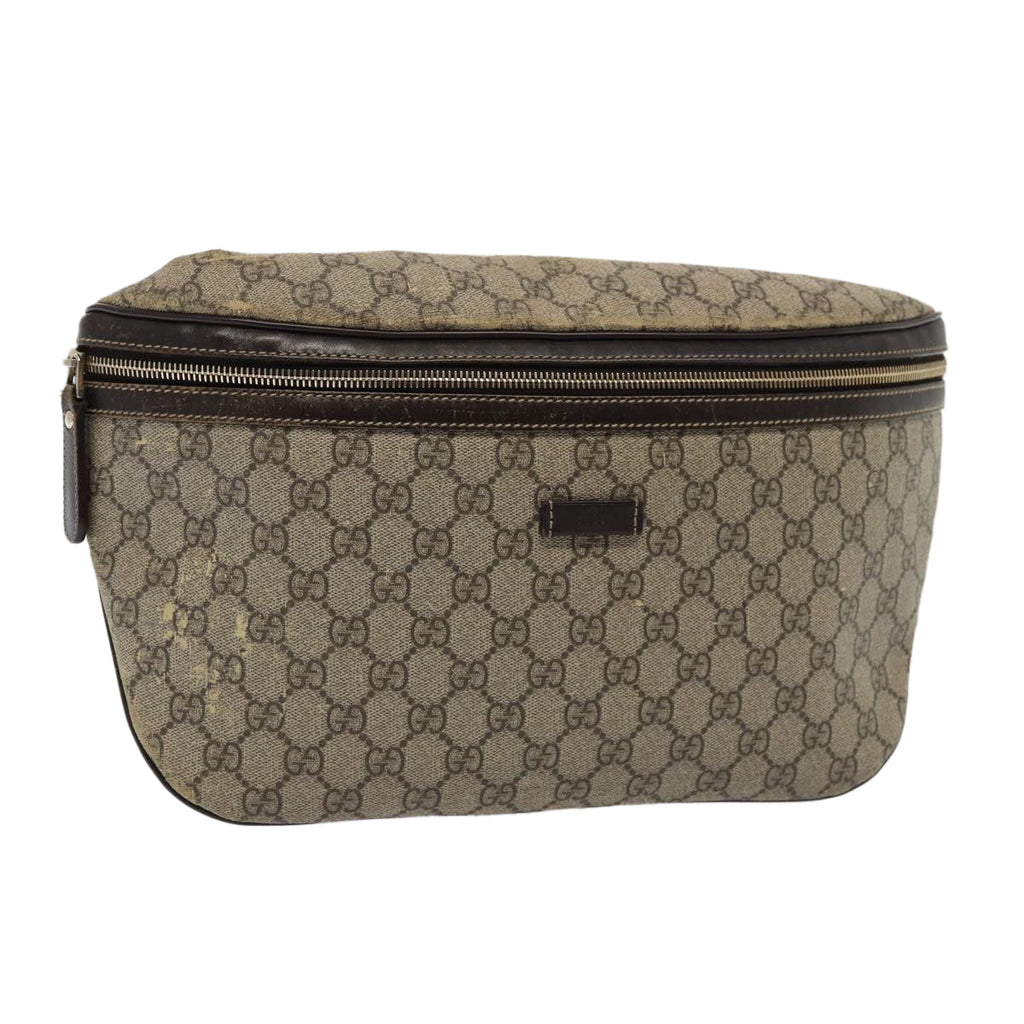 GUCCI GG Supreme Body Bag PVC Leather Beige yk13302